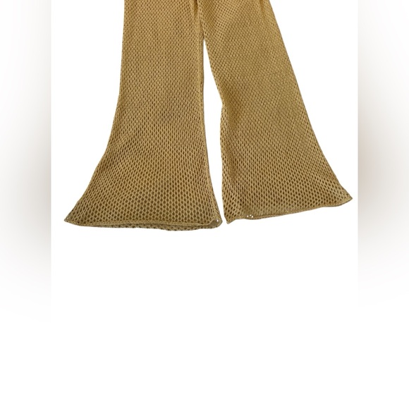 WEWOREWHAT Gold Open Knit Wide Leg Pants M - Picture 6 of 10